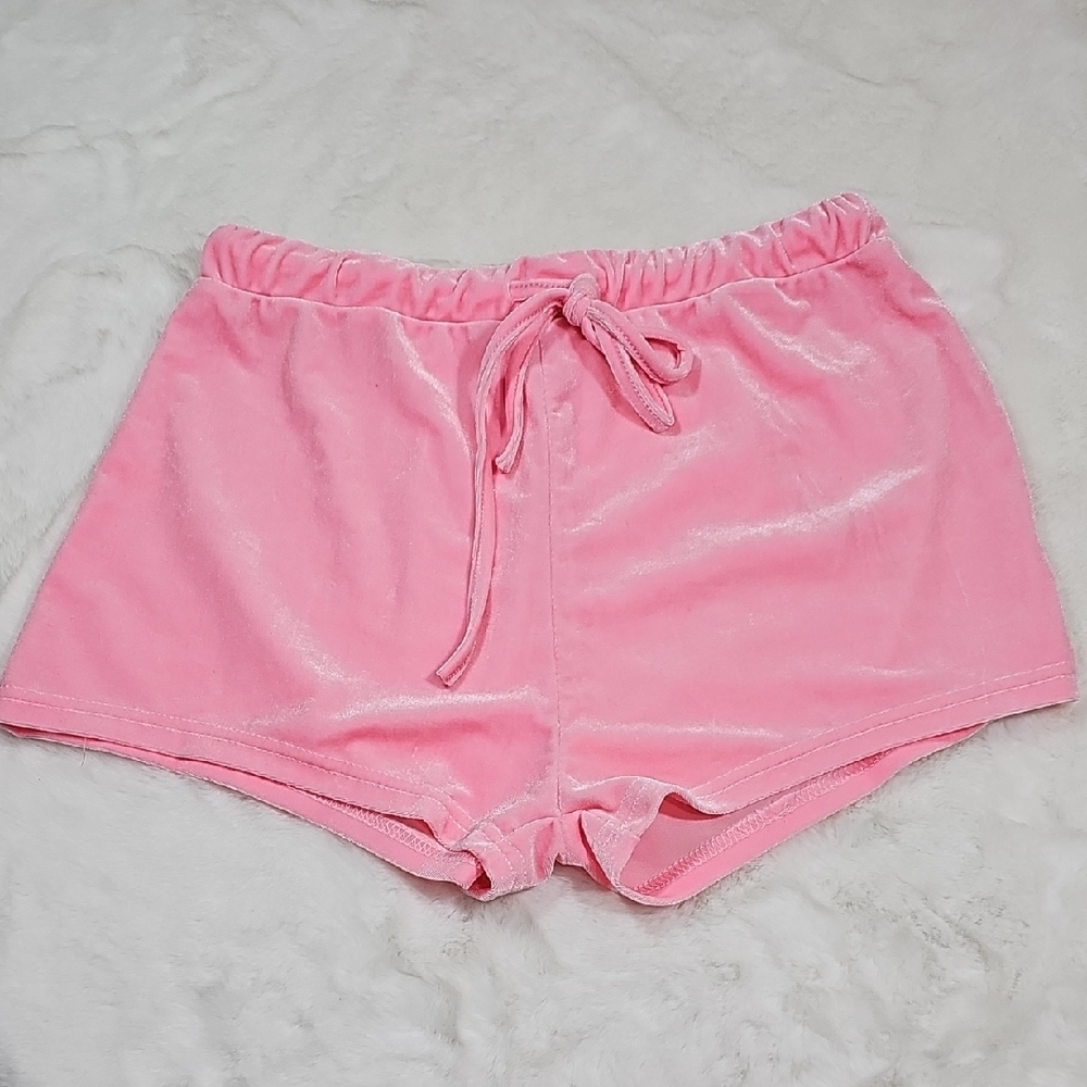 Pink Velvety Short Shorts